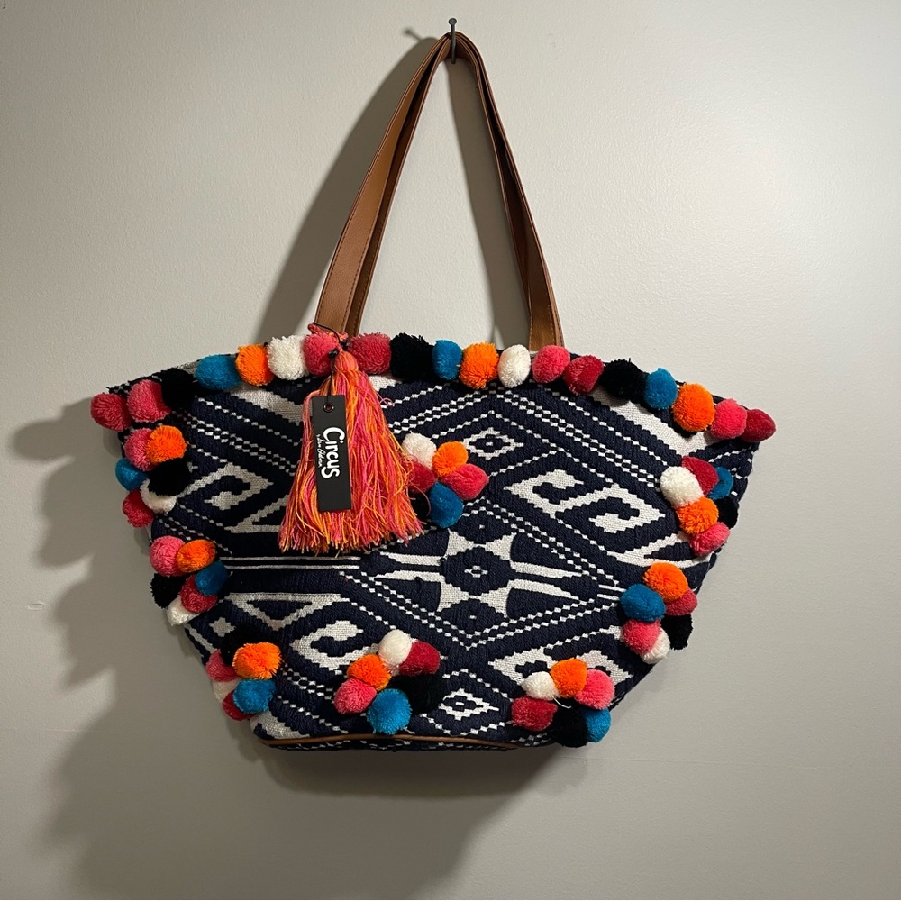 Sam Edelman Circus Chic Pom-Pom Tote Bag - Multicolor